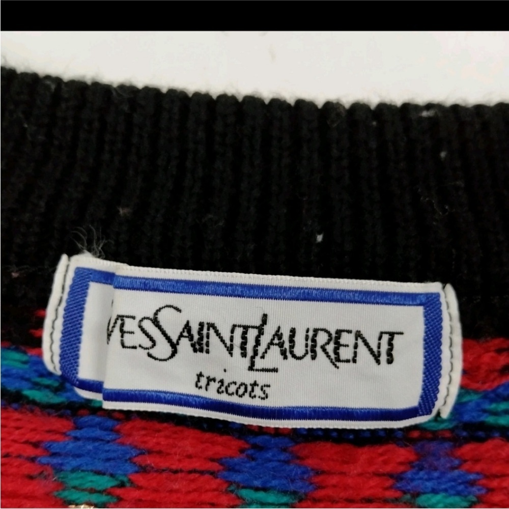 Yves Saint Laurent Black and‎ Multicolor Sweater 100% Wool - Picture 5 of 10